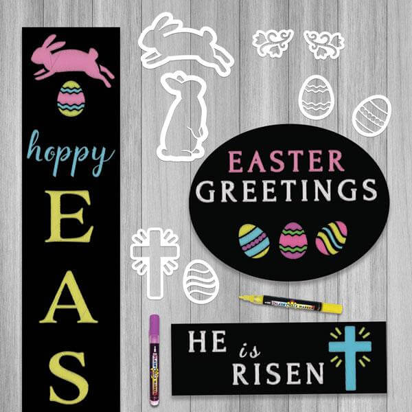 Plata Chalkboards Magnetic Chalkboard Stencils for Easter, 8 Reusable  Easter Stencils for Chalk Boards Easter Crafts, Easter Bunny, Cross,  Flower, Egg